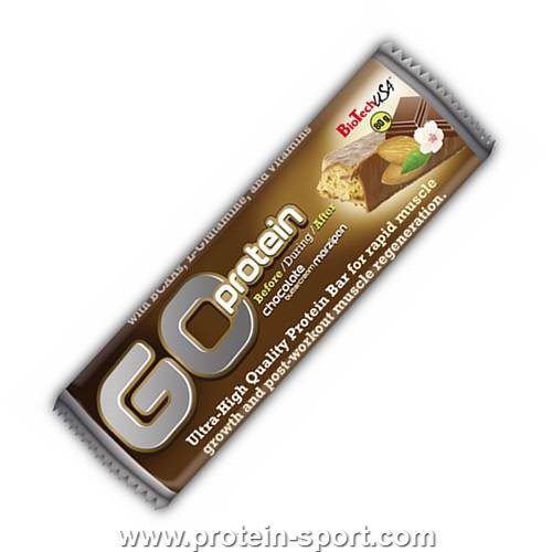 Протеїновий Батончик BioTech Go Protein Bar 80г шоколадно-масляний крем-марципан