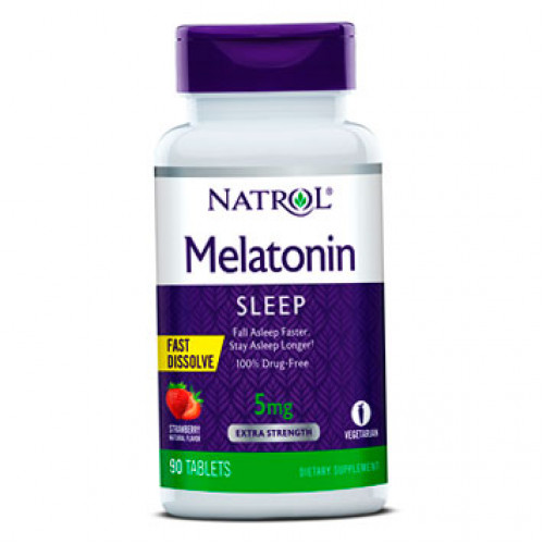 Мелатонін 5 мг, Melatonin 5mg Natrol 90 таблеток полуниця