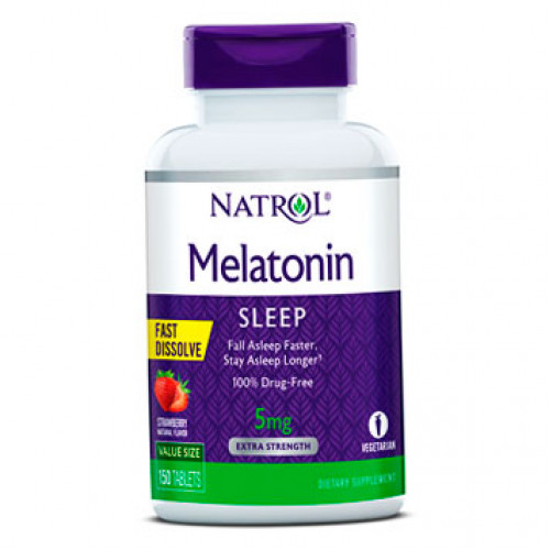 Мелатонін 5 мг, Melatonin 5mg Natrol 150 таблеток полуниця