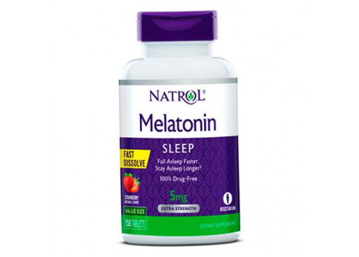 Мелатонін 5 мг, Melatonin 5mg Natrol 150 таблеток полуниця