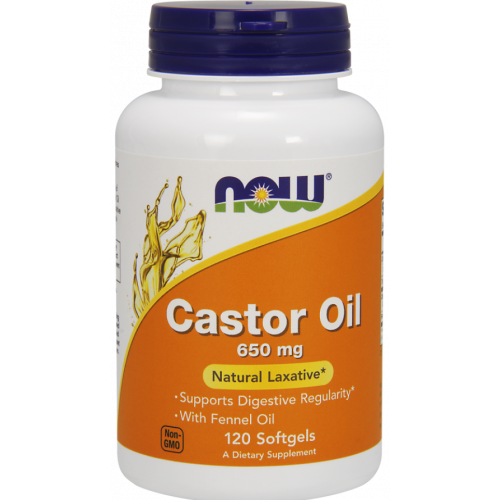Касторове масло Now Foods Castor Oil 650mg 120 софтгель
