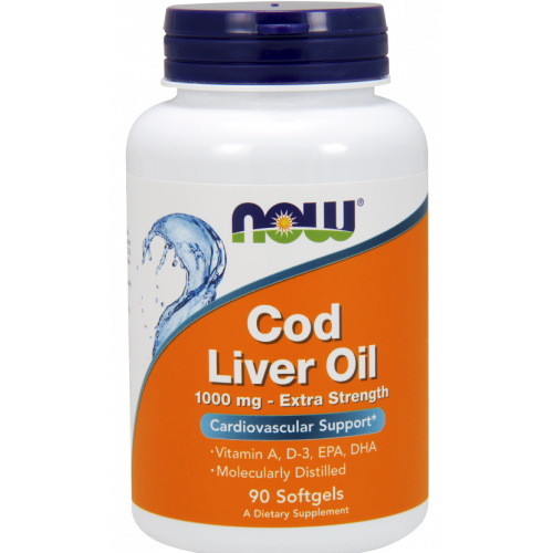 Масло печінки тріски Cod Liver Oil 1000mg Now Foods 90 софтгель