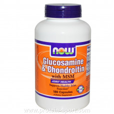 Хондопротектор Глюкозамин, Хондроитин с МСМ,  Now Foods Glusamine Chondroitin with MSM 180 капсул