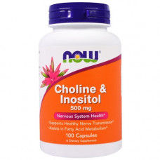 Холин и Инозитол, Now Foods Choline & Inositol 500mg 100 капс