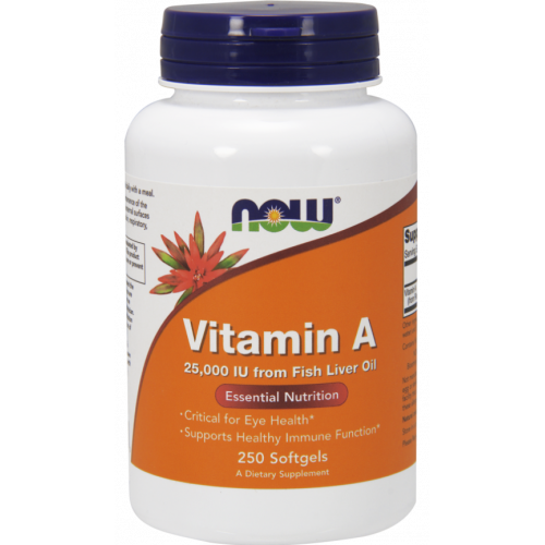 Вітамін А, Vitamin A 25000IU Now Foods 250 софтгель