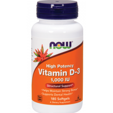 Витамин Д, Vitamin D3 1000 IU Now Foods 180 софтгель