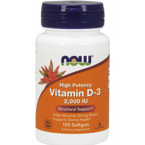 Вітамін Д3, Vitamin D-3 2000 IU Now Foods120 софтгель