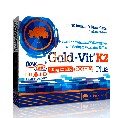 Вітамін Д3 та Вітамін К2 (МК7), Gold-Vit K2 Plus Olimp 30 капсул