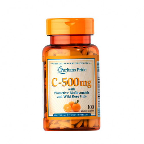Вітамін С, Vitamin C 500 mg з Bioflavonoids & Rose Hips Puritan's Pride 100 каплет