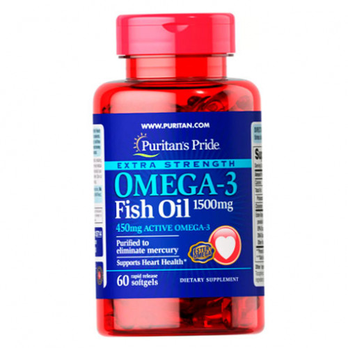 Extra Strength Omega-3 Fish Oil 1500 mg Puritan's Pride 60 Softgels