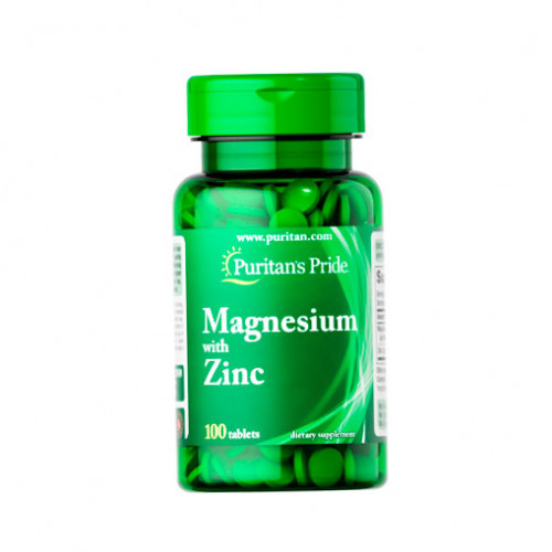 Магній, цинк, Puritan's Pride Magnesium with Zinc 100 Tablets