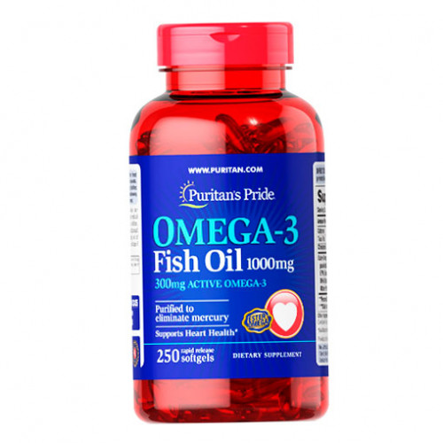 Puritan's Pride Omega-3 Fish Oil 1000 mg (300 mg Active Omega-3) 250 softgels