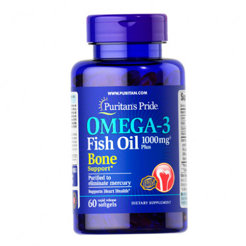 Omega-3 Fish Oil 1000 mg Plus Bone Support Puritan's Pride 60 Softgels