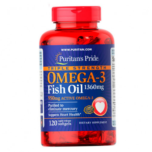 Омега 3 Puritan's Pride Triple Strength Omega-3 Fish Oil 1360 mg 120 softgels