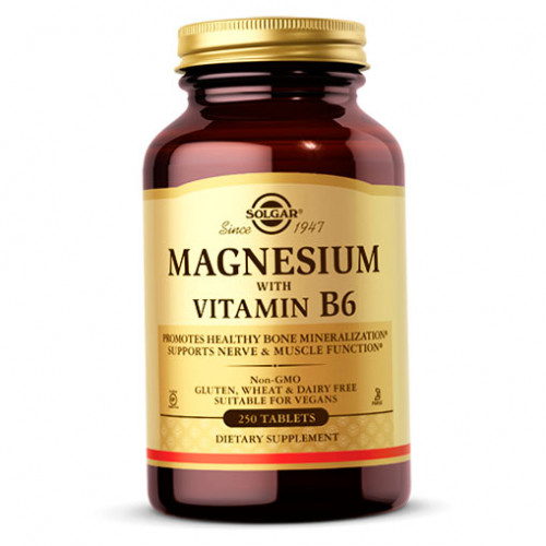 Магний, Витамин В6, Solgar Magnesium With Vitamin B6 250 таблеток