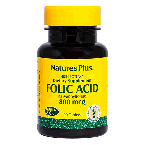 Фолієва кислота Вітамін В9 Folic Acid 800 mcg Natures Plus 90 табл